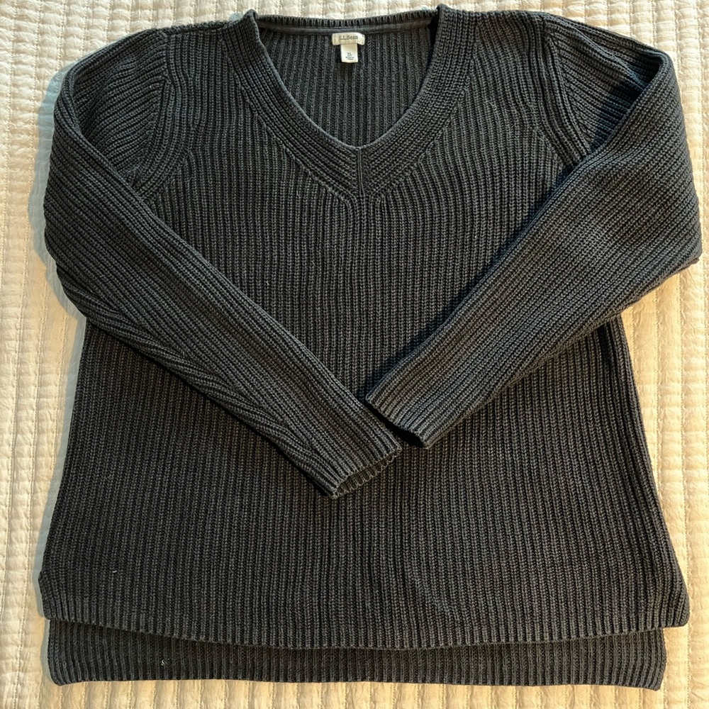 L. L. Bean 100% cotton knit sweater in black